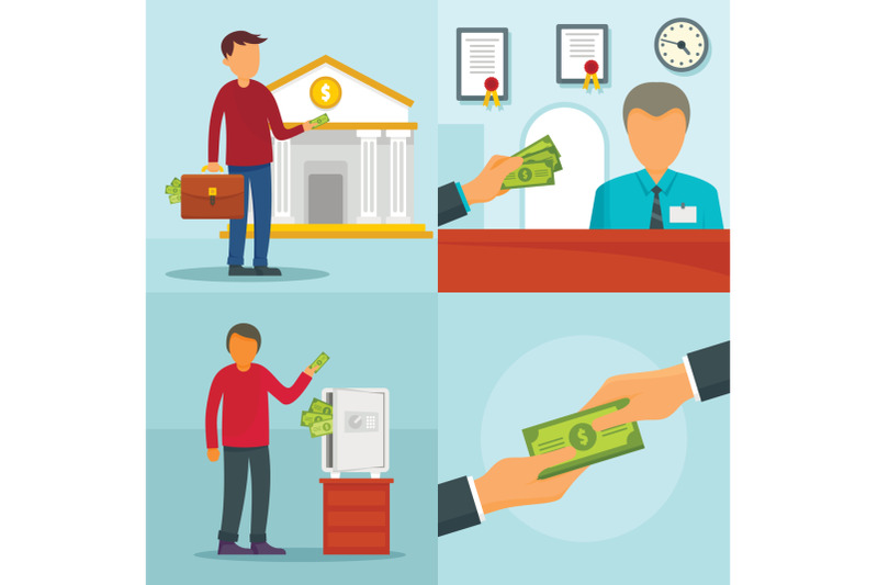 money-protect-deposit-banner-set-flat-style