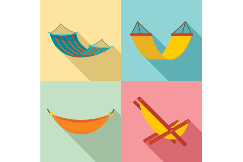 hammock-icon-set-flat-style