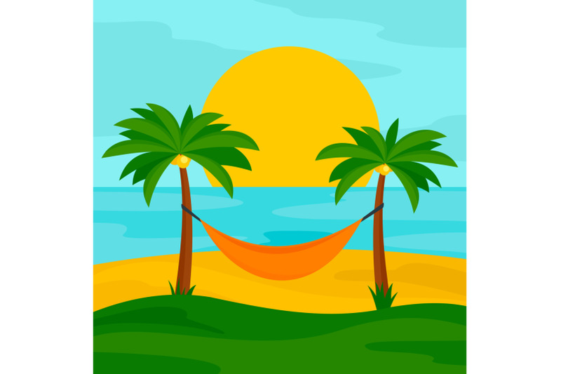 hammock-on-the-beach-concept-background-flat-style