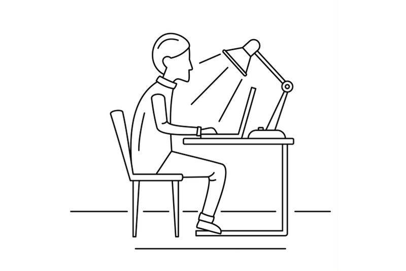 man-freelancer-notebook-concept-background-outline-style