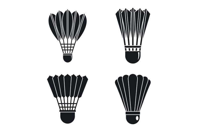 shuttlecock-badminton-icon-set-simple-style