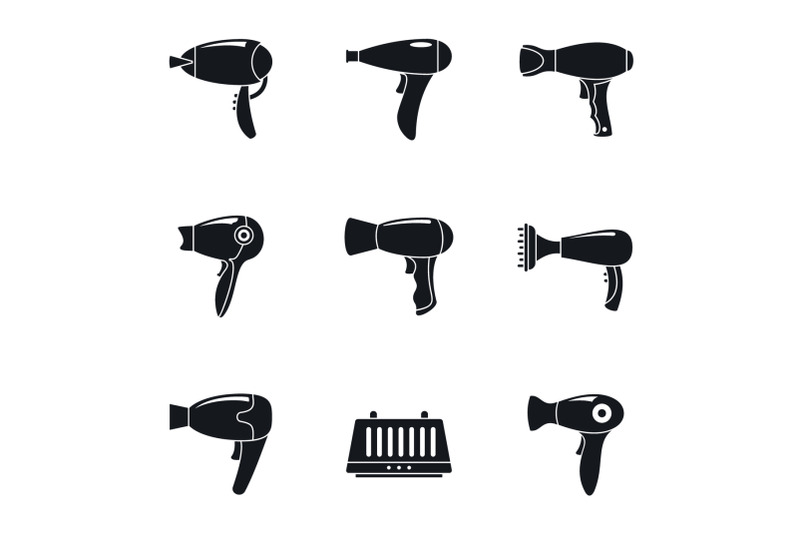 dryer-machine-icon-set-simple-style