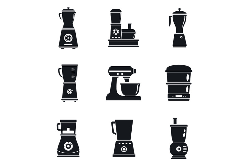 food-processor-machine-icon-set-simple-style