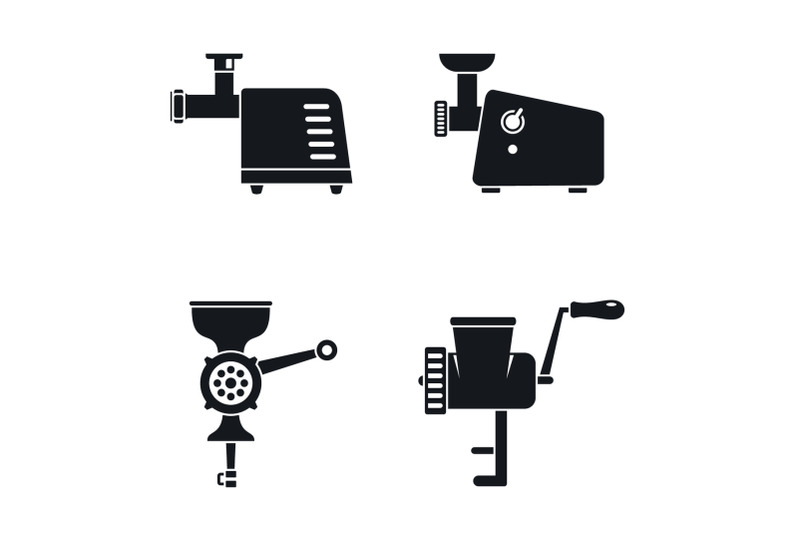 meat-grinder-machine-icon-set-simple-style