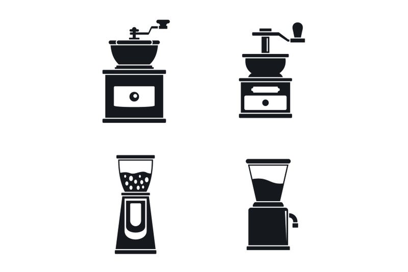 coffee-grinder-mill-icon-set-simple-style