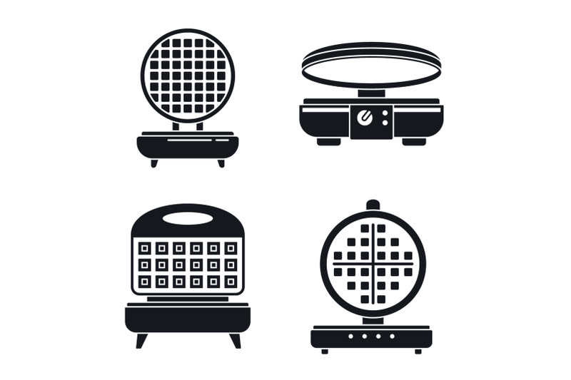 belgian-waffle-iron-icon-set-simple-style