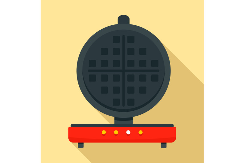 round-waffle-machine-icon-flat-style