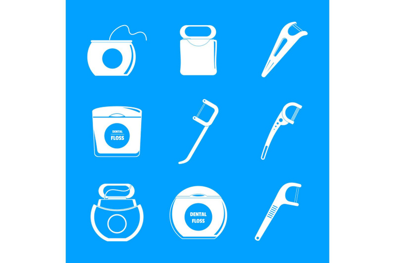 floss-dental-teeth-icons-set-simple-style