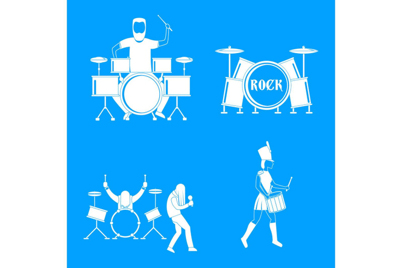 drummer-drum-rock-musician-icons-set-simple-style