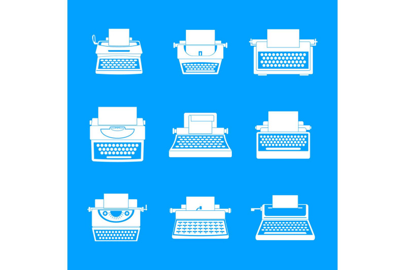 typewriter-machine-keys-icons-set-simple-style