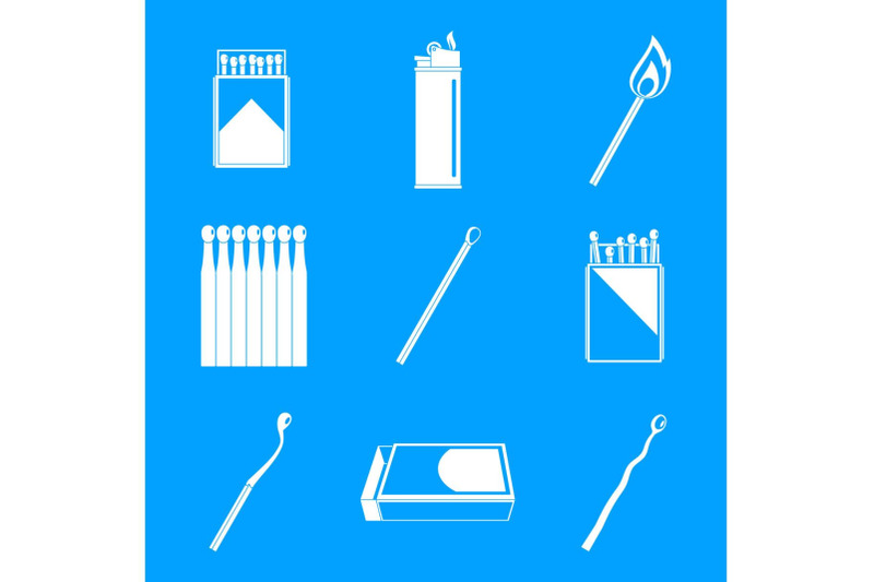 safety-match-ignite-burn-icons-set-simple-style