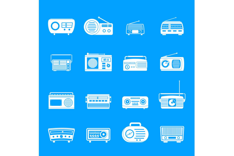 radio-music-old-device-icons-set-simple-style