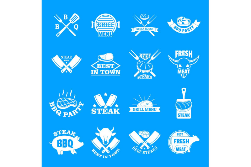 steak-logo-grilled-beef-icons-set-simple-style
