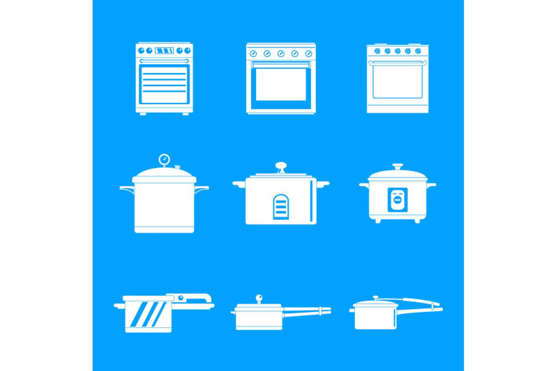 cooker-oven-stove-pan-icons-set-simple-style