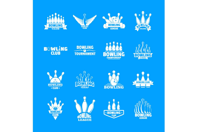 bowling-kegling-game-logo-set-simple-style