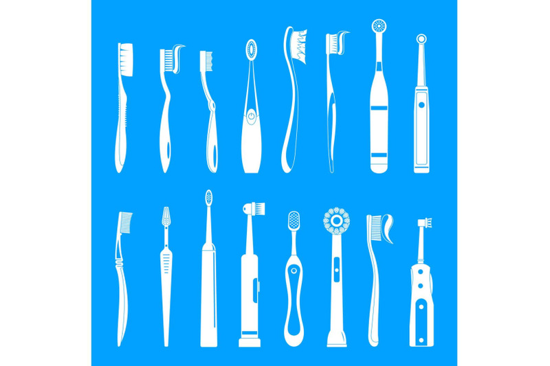 toothbrush-dental-icons-set-simple-style