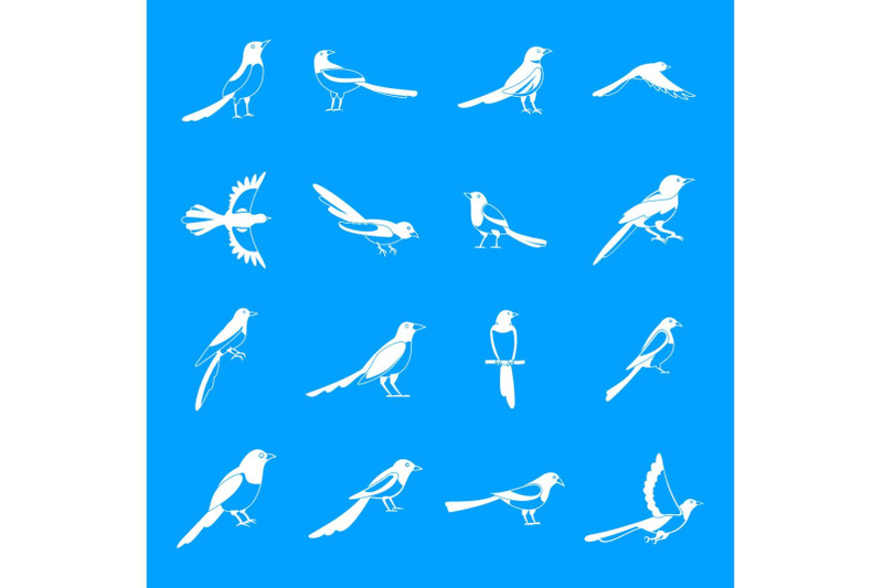 magpie-crow-bird-icons-set-simple-style
