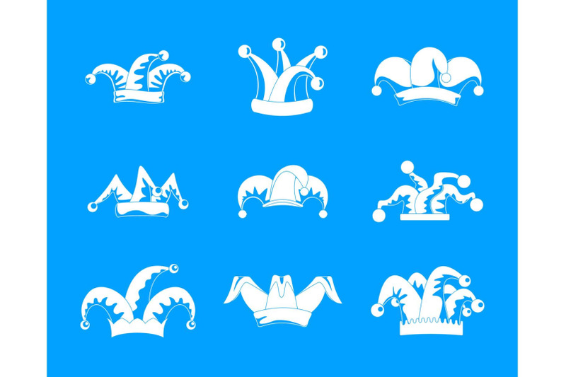 jester-fools-hat-icons-set-simple-style