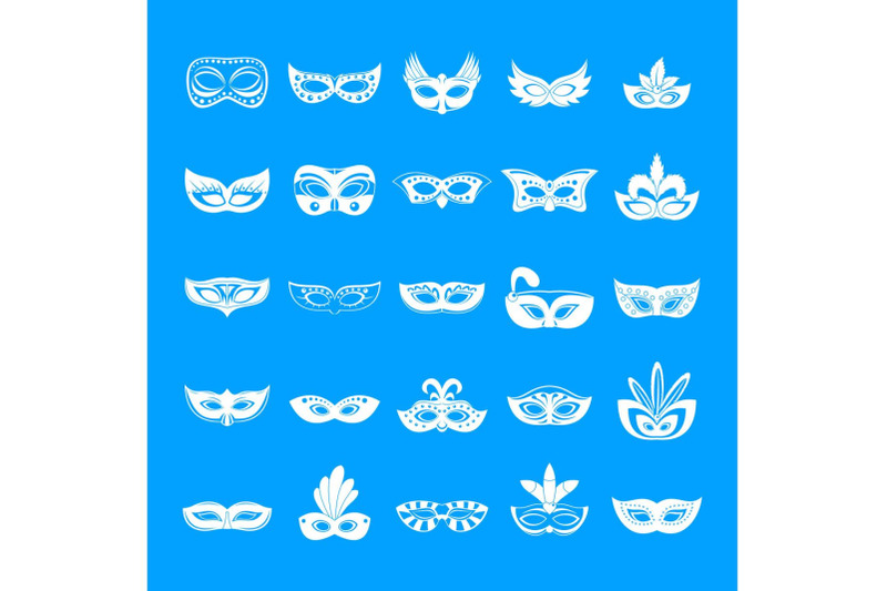 carnival-mask-venetian-icons-set-simple-style
