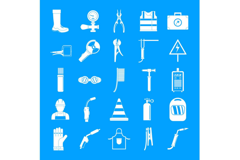 welder-equipment-icons-set-simple-style