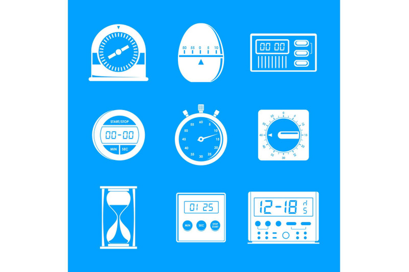 kitchen-timer-icons-set-simple-style