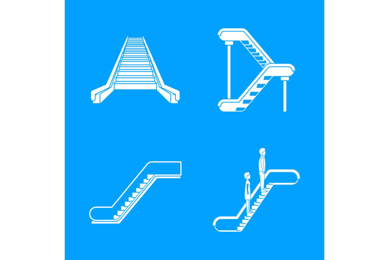 escalator-elevator-icons-set-simple-style