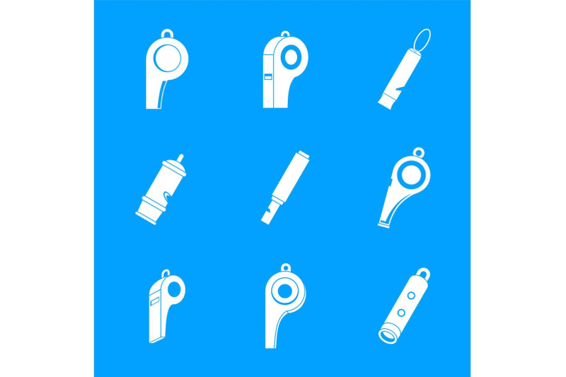 whistle-coaching-blow-icons-set-simple-style