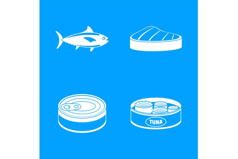tuna-fish-can-steak-icons-set-simple-style