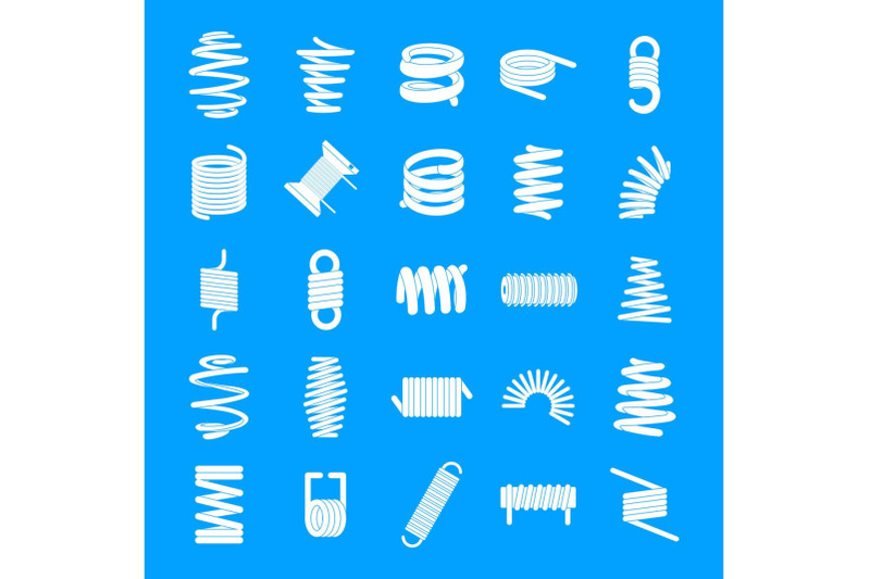 coil-spring-cable-icons-set-simple-style