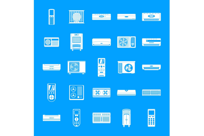 conditioner-air-filter-icons-set-simple-style