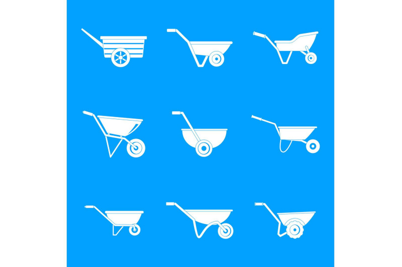 wheelbarrow-garden-plant-icons-set-simple-style
