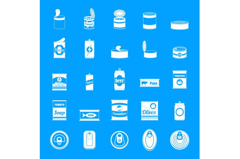 tin-can-food-package-jar-icons-set-simple-style