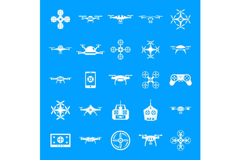 drone-camera-quadcopter-icons-set-simple-style