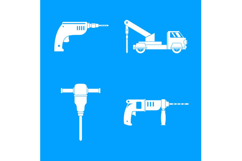 drilling-machine-electric-icons-set-simple-style