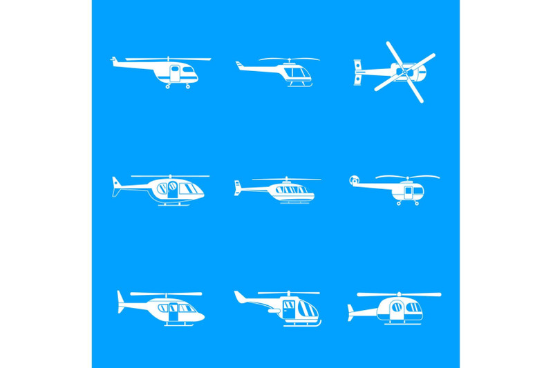 helicopter-military-icons-set-simple-style