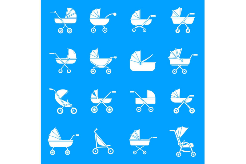 pram-stroller-carriage-icons-set-simple-style