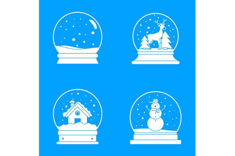 snow-globe-ball-christmas-icons-set-simple-style