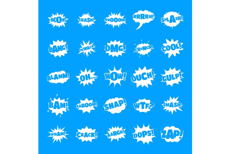 comic-bubble-sound-icons-set-simple-style