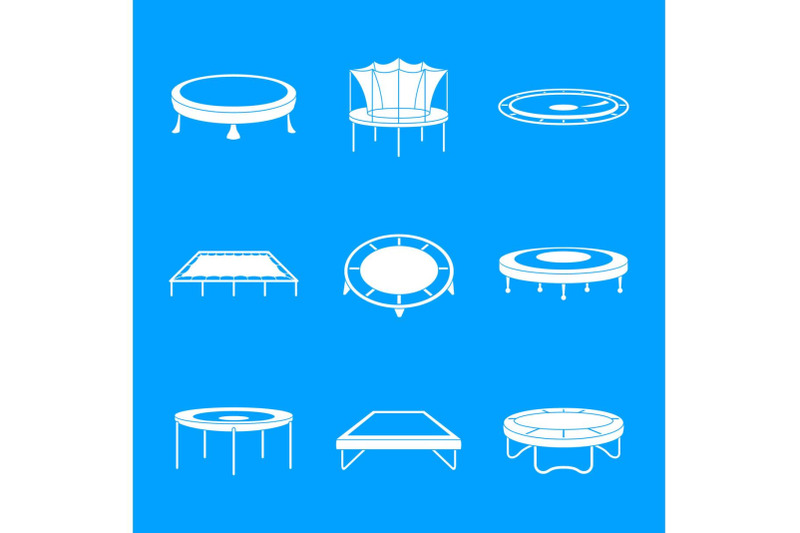 trampoline-jumping-park-icons-set-simple-style