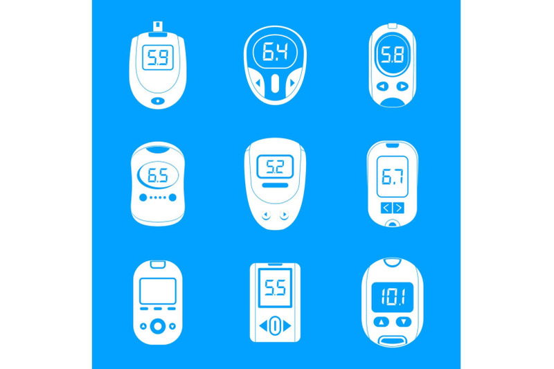 glucose-meter-sugar-test-icons-set-simple-style