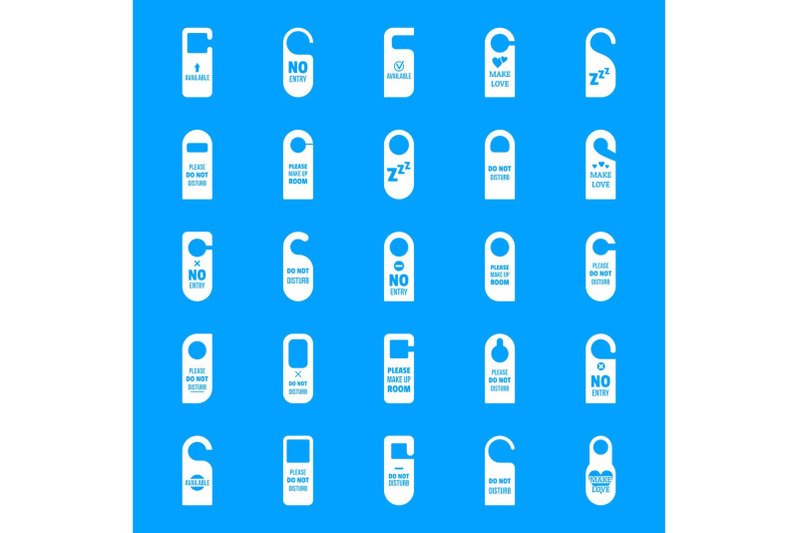 hanger-tags-door-hotel-icons-set-simple-style