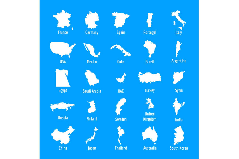 country-map-icon-set-simple-style