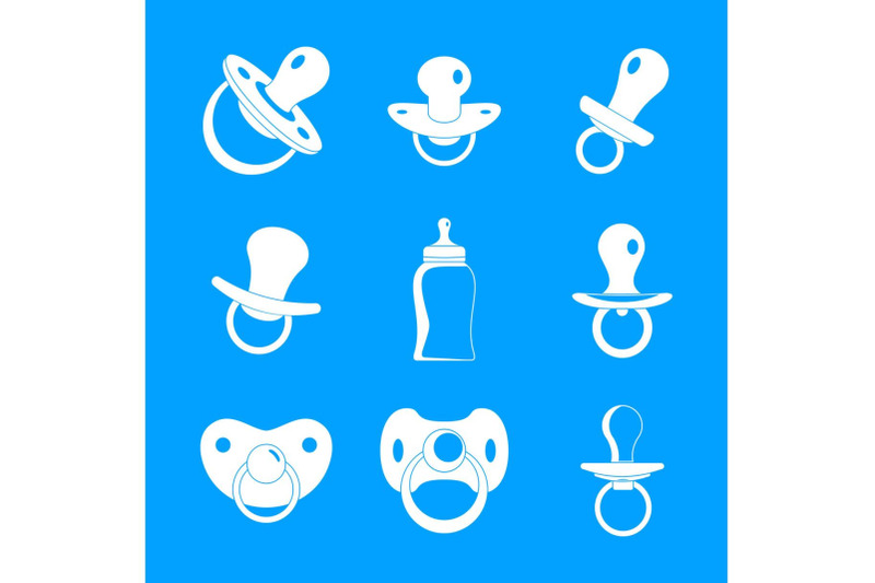 pacifier-baby-care-newborn-icons-set-simple-style