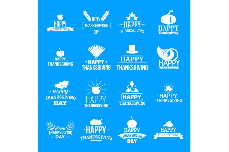 thanksgiving-day-logo-set-simple-style