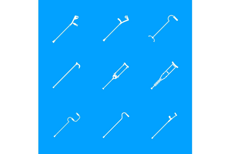 crutches-injury-support-care-icons-set-simple-style