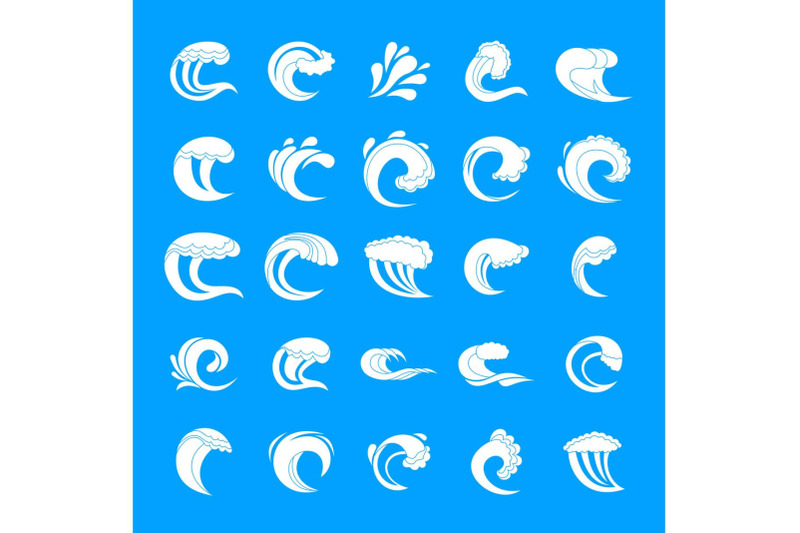 water-wave-icons-set-simple-style