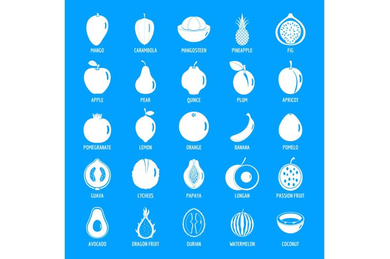 fruits-icons-set-simple-style