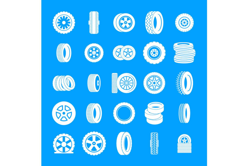 tire-icons-set-simple-style