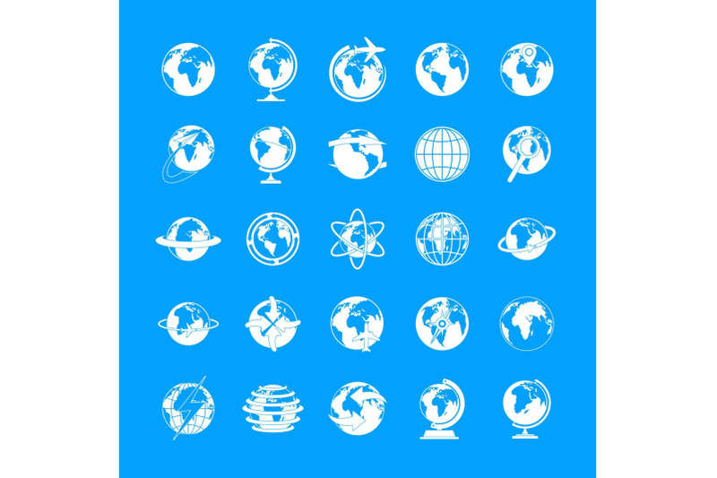 globe-earth-icons-set-simple-style