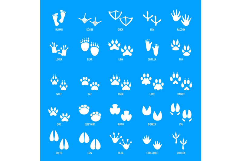 animal-footprint-icons-set-simple-style